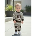 thumbnail image 5 of Loicainy Toddler Baby Boy Fall Clothes Set 6 12 18 24 Months 2T 3T Football Embroidery Long Sleeve Pullover Elastic Waist Stripe Pants 2Pcs Fall Outfit, 5 of 9
