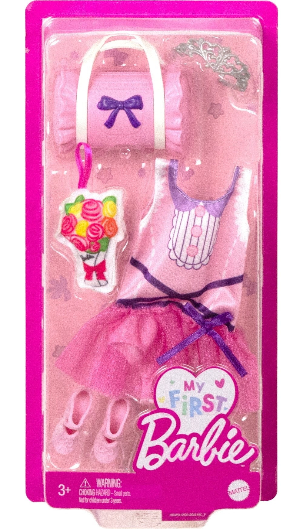 My First Barbie Fashion Pack, Preschool Doll Clothes with Bedtime Pajamas and Accessories, 13.5-inch