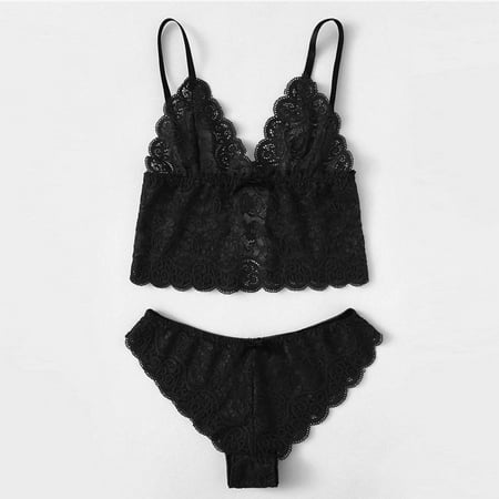 

nsendm Women Lace Satin Sleepwear Lingerie Camisole Bow Trousers Casual Pajamas Set Shirts for Women Party Night Underwear Black XX-Large
