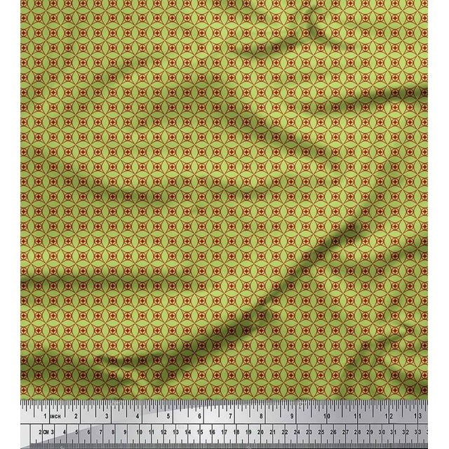 Soimoi Green Cotton Duck Fabric Geometrical Star Geometric Print Fabric by the Yard 42 Inch Wide