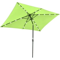 10x6.5 ft Outdoor Rectangle Solar Powered LED Patio Umbrella with Crank Tilt for Garden Backyard Table Market Pool, Lime