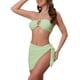 thumbnail image 4 of Conjuntos de bikini de tres piezas INSPIRE CHIC para mujer, con halter de cuerda y parte inferior triangular con lazo lateral, traje de baño color verde claro grande, 4 of 5