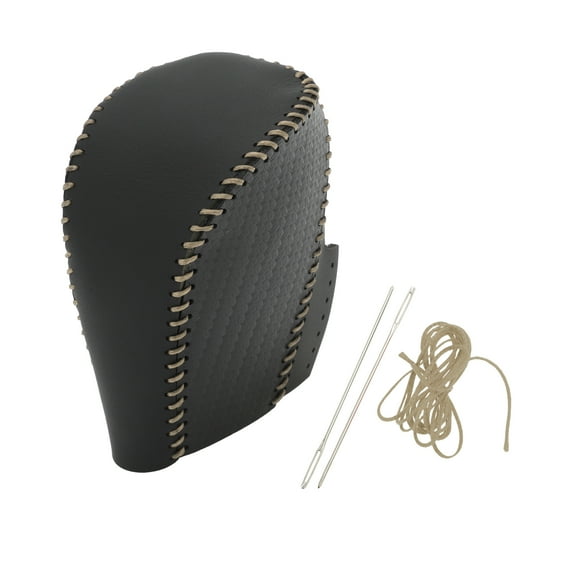 Unique Bargains Anti-Slip Gear Shift Knob Cover Car Stick Shifting Handle Protector for Honda Civic 2016-2021 Black Beige Faux Leather