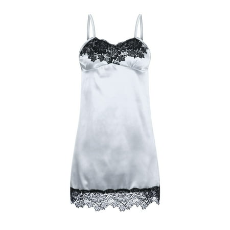 

Aabni Women s Nightdress Lingerie Satin Lace Negligee Short Sleepwear Strappy Dress