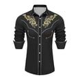 thumbnail image 5 of Telankuip Western Cowboy Print Shirts for Men Long Sleeve Lapel Retro Embroidered Country Top Soft Comfortable Slim Fit Button down Shirt Casual Work 8-Black XL, 5 of 5