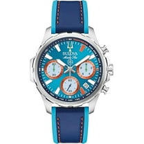 Bulova E1 Team Miami Marine Star Blue Leather and Silicone Mens Watch