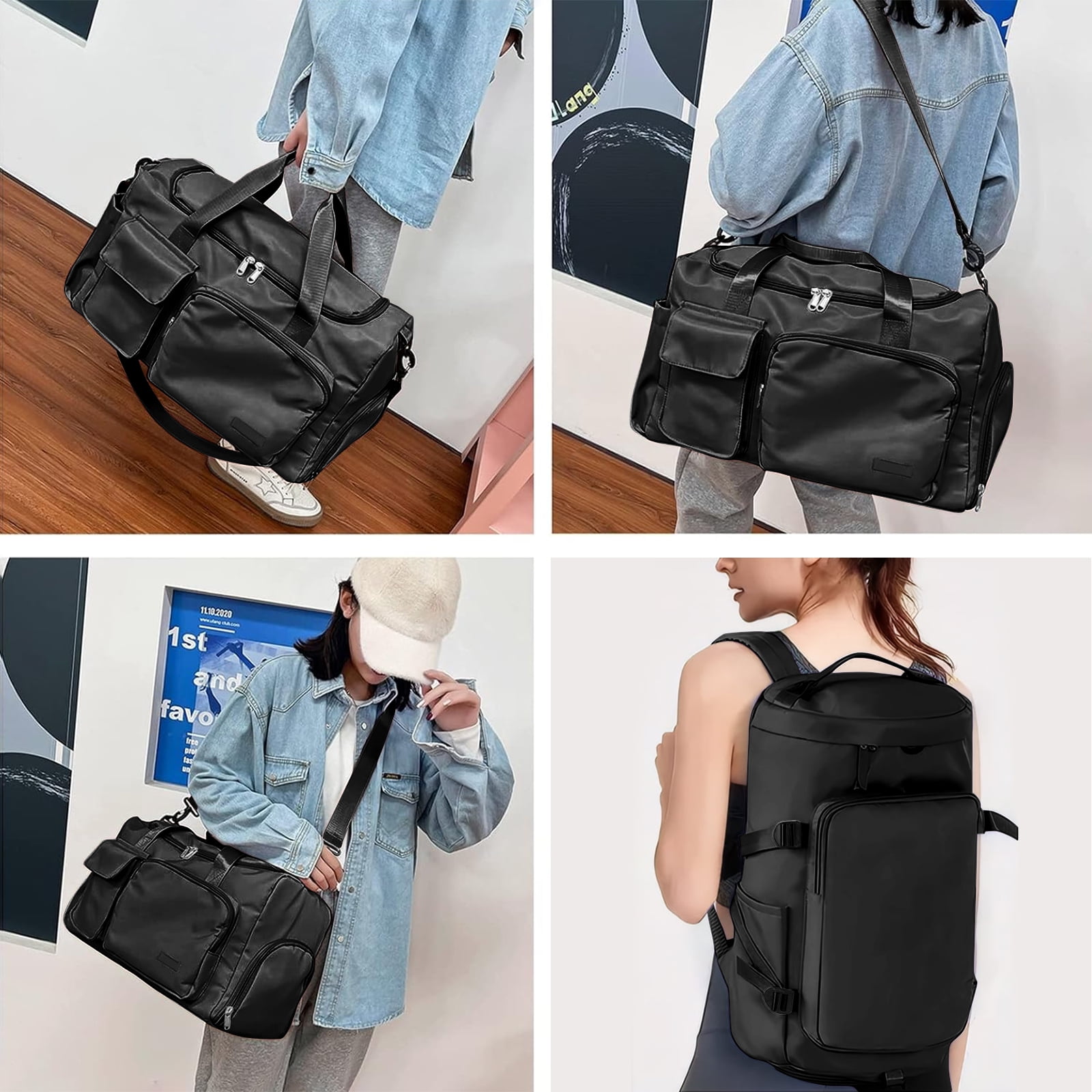 Gynky Duffel Bag 4 in 1 Travel Backpack Duffle Bag Weekender Bags for Women Gym Bag with Shoe and Wet Compartment Carry On Dance Bag