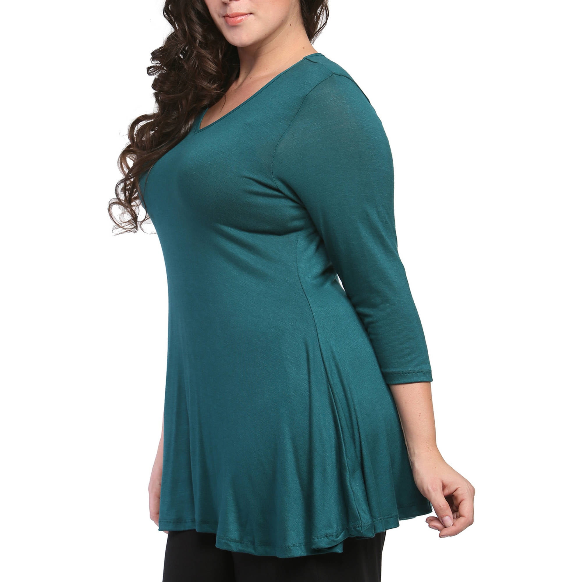 24/7 Comfort PlusWomen's Plus Size 3/4 Sleeve V-neck Tunic