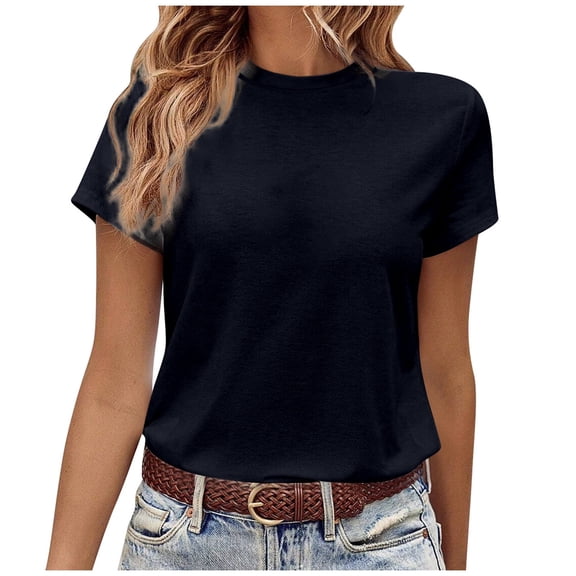 Fashion Women's Casual Solid Round Neck Short Sleeve T-Shirt for Home and Commute - Versatile and Comfortable Daily Wear