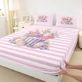 thumbnail image 4 of Erosebridal Easter Rabbit Eggs Kid Bed Sheets, Pink Stripes King Sheets, 4-Piece, 4 of 5