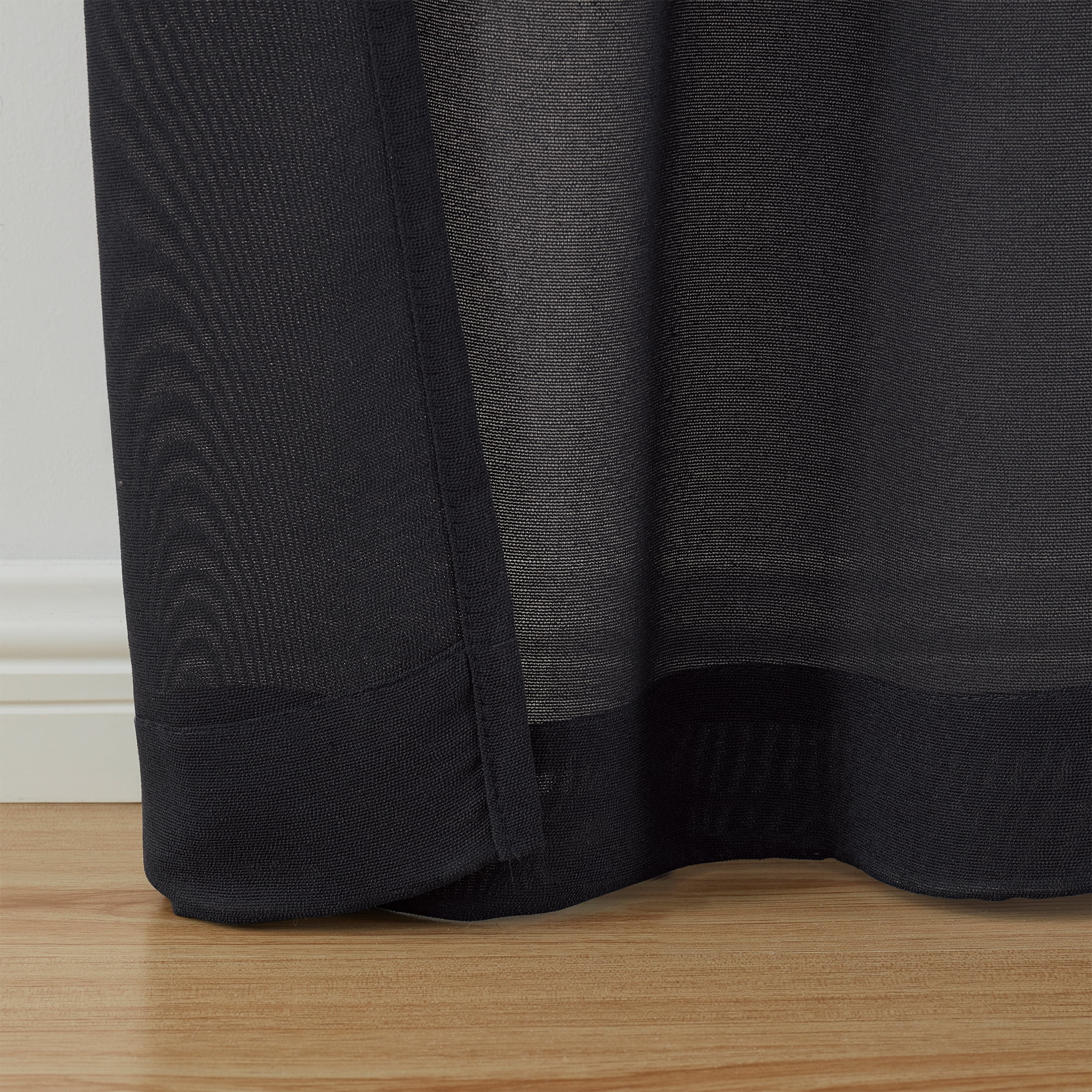 (3 pack) Mainstays Light Filtering Tab Top Curtain Panel Set, Set of 2, Black, 37" W x 95” L