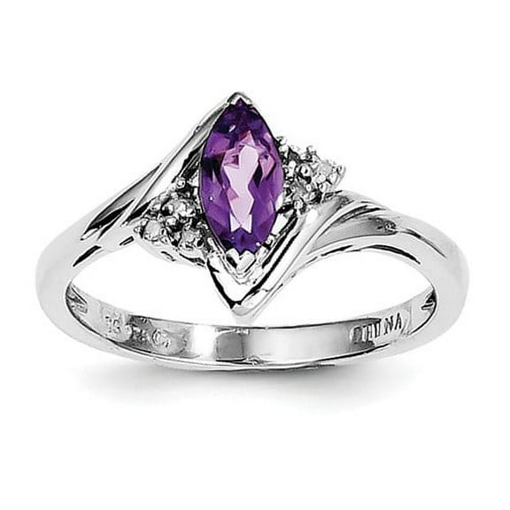 Primal Silver Sterling Silver Rhodium-plated Diamond and Amethyst Ring