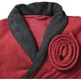 thumbnail image 5 of Elegant Comfort Women’s Plush Fleece Spa Bathrobe, Shawl Collar and Pockets, Velvet Soft and Warm Long Robe - Medium, Burgundy/Black, 5 of 5