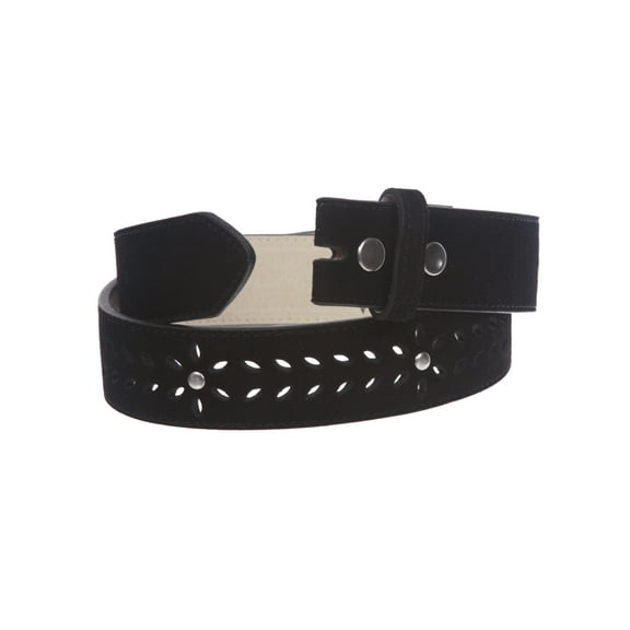 1 1/2" (38 mm) Snap on Suede Perforated Studded Leather Belt Strap