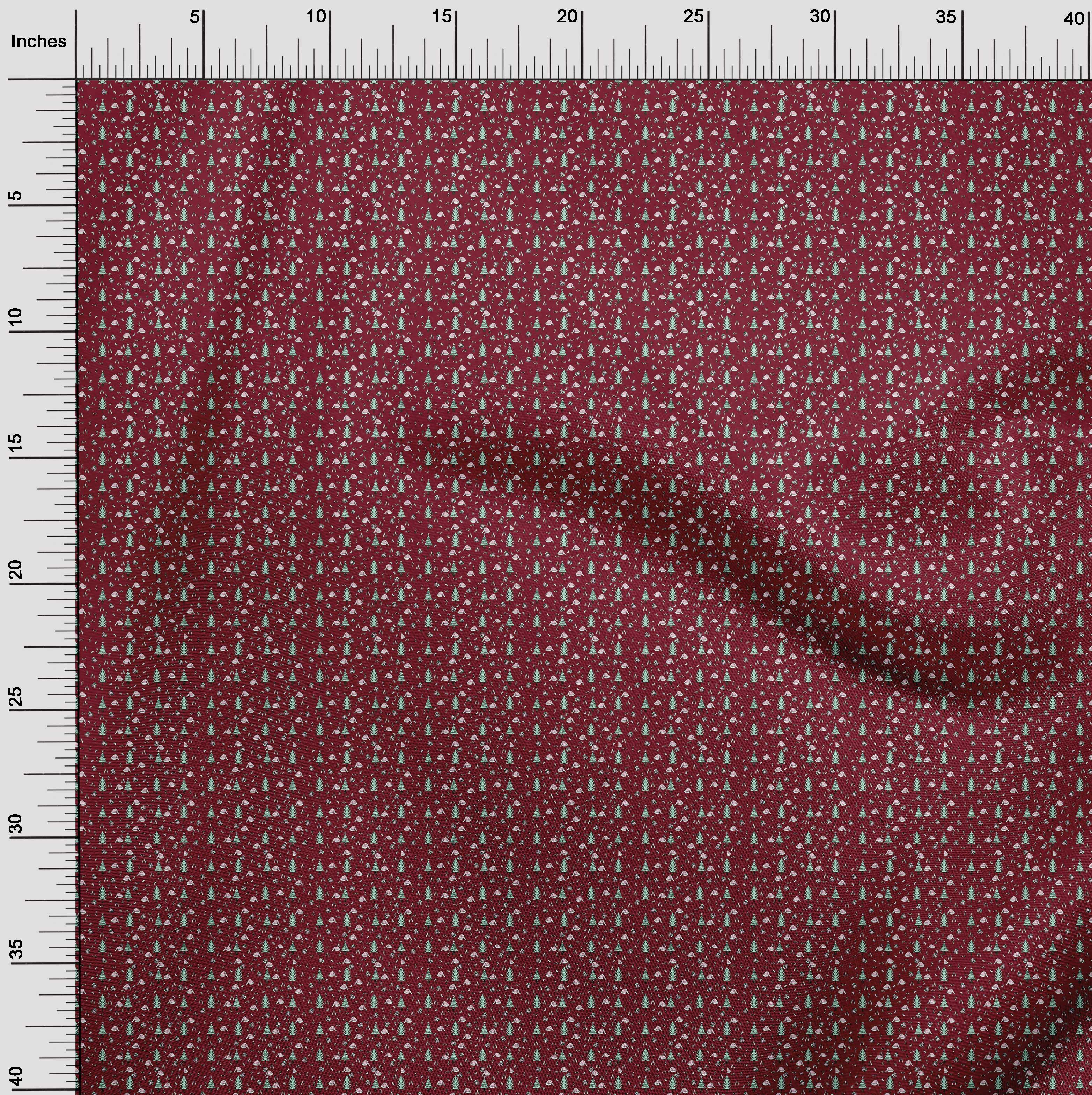 oneOone Cotton Silk Maroon Fabric Christmas Diy Clothing Quilting Fabric Print Fabric By Yard 42 Inch Wide