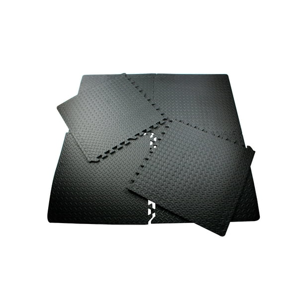 EVA Interlocking, Exercise and Gym Flooring Mat; 6 Piece Mat; Black
