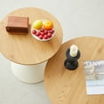 thumbnail image 3 of Design Brown & White Round Set of 2 Coffee Tables Medium-Density Fiberboard Steel Base Living Room Furniture, 3 of 17