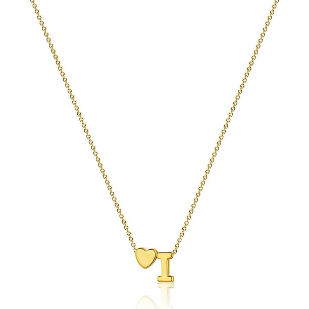 Collares con inicial delicada para mujer Collar con letra de corazón chapado en oro de 14 quilates Collar con colgante de corazón con inicial personalizada Collar con nombre de letra minúscula Regalo de Navidad para niñas Letra de corazón I-Oro esquí esquí Gafas de esquí