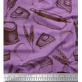 thumbnail image 1 of Soimoi Poly Georgette Fabric Rolling Pin,Wheat & Sandwich Bread Food Print Fabric by the Yard 52 Inch Wide, 1 of 3
