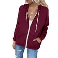 thumbnail image 5 of JGGSPWM Women Thin Waterproof Lightweight Packable Raincoat Windbreaker Outdoor Hooded Travel Jacket Outerwear Red XXL, 5 of 9