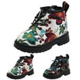 thumbnail image 4 of Otqutp Breathable&nbsp;Shoes for Baby Fashion Autumn and Winter Children Boots Boys and Girls Ankle Boots Thick Soled PU Leather Non-slip Lace-Up Flowers Casual Style(White,12-15 Months), 4 of 9