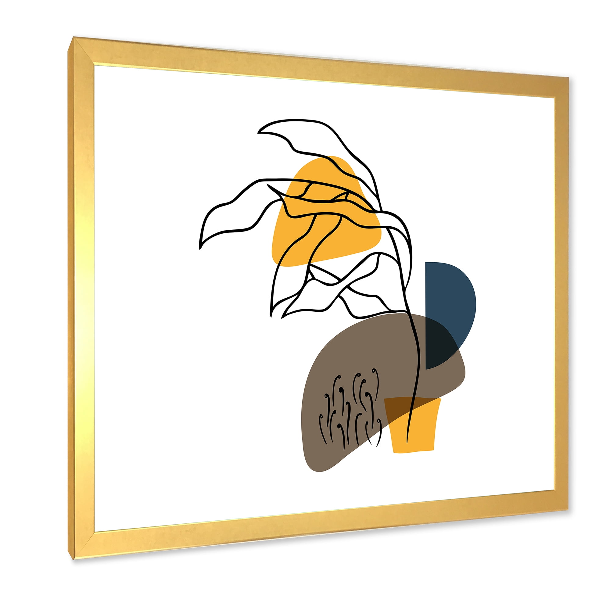 Designart 'Abstract Minimal Shapes Under Flowers V' Modern Framed Art Print