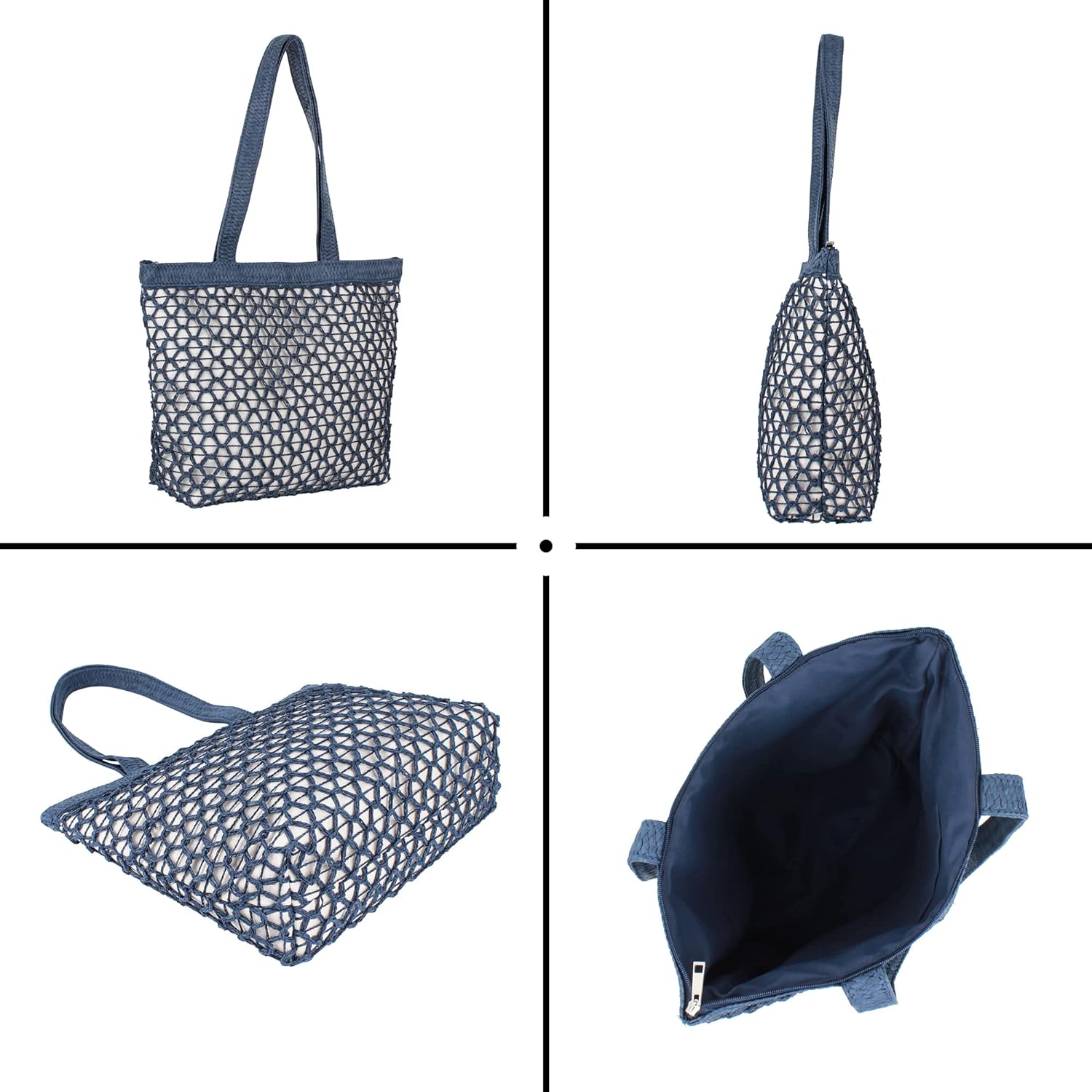 LinYooLi Cotton Crochet Beach Tote Bohemian Handmade Top Handle Bag Small Summer Boho Bag