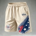 thumbnail image 2 of Dwelliawo 250th Anniversary Usa Shorts for Men Usa Flag Drawstring 4th Of July Shorts 1776 2026 Wide Leg Red Blue and White Independence Day Baseball Short Pants Beige M, 2 of 6