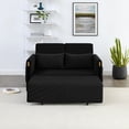 thumbnail image 2 of 54" Convertible Sofa Bed Velvet Sofa Couch Adjustable Backrest Comfortable Pull Out Sleep Bed With 2 Detachable Arm Pockets 2 Pillows Grid Design Armrests For Living Room, 2 of 9