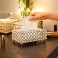 thumbnail image 2 of Caja de pañuelos de cristal de lujo de estilo europeo, caja de papel, caja de servilletas creativa, caja de almacenamiento para sala de estar, modelo de adornos para habitación, 2 of 5