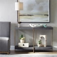thumbnail image 5 of Uttermost Taja Contemporary Wood/Stainless Steel Console Table in Walnut/Gold, 5 of 5