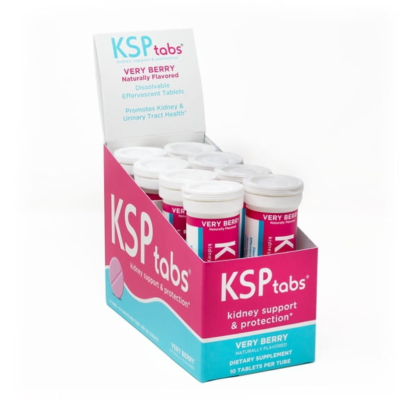KSPtabs Kidney Health Supplement to Combat Calcium Oxalate Crystal Formation - Very Berry - Box of 8 Tubes