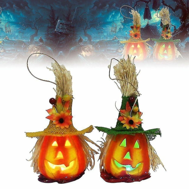 Linterna de lámpara de luz LED JanHm con sombrero de calabaza 2 uds