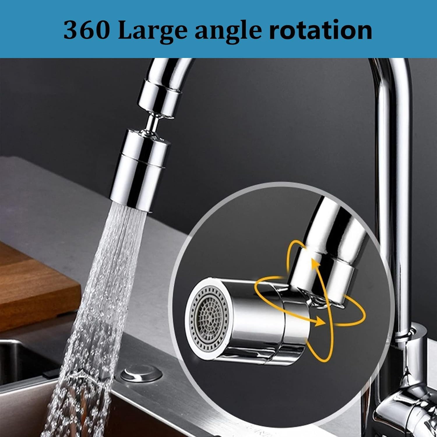 Kitchen and BasinTap Spray Head,360° Swivel Dual-Function Sprayer,80-Degree Big Angle Swivel Faucet Aerator,Faucet Extension Sprayer,Kitchen Faucet Aerator Splash Proof Spout (short style)