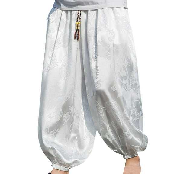 Mens Baggy Sweatpants with Design Men Drawstring Wide Leg Hippie Pants Lightweight Breathable Hiking Sweatpants Lounge Trousers Fall Pants for Men