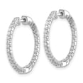 thumbnail image 2 of 14k White Gold Polished Diamond In/Out Hinged Hoop Earrings 14k White Gold Earrings, 2 of 2