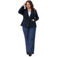 thumbnail image 3 of DARING DIVA Women's Plus Casual Long Sleeve Notched Lapel Business Blazer 4X Dark Blue, 3 of 6