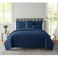 thumbnail image 2 of Nestl 4 Piece Quilt Set Twin with Pillow Shams and Euro Shams, Soft Microfiber Lightweight Bedspread Coverlet, Modern Style Ellipse Weave Bed Cover, Navy Blue, 2 of 5