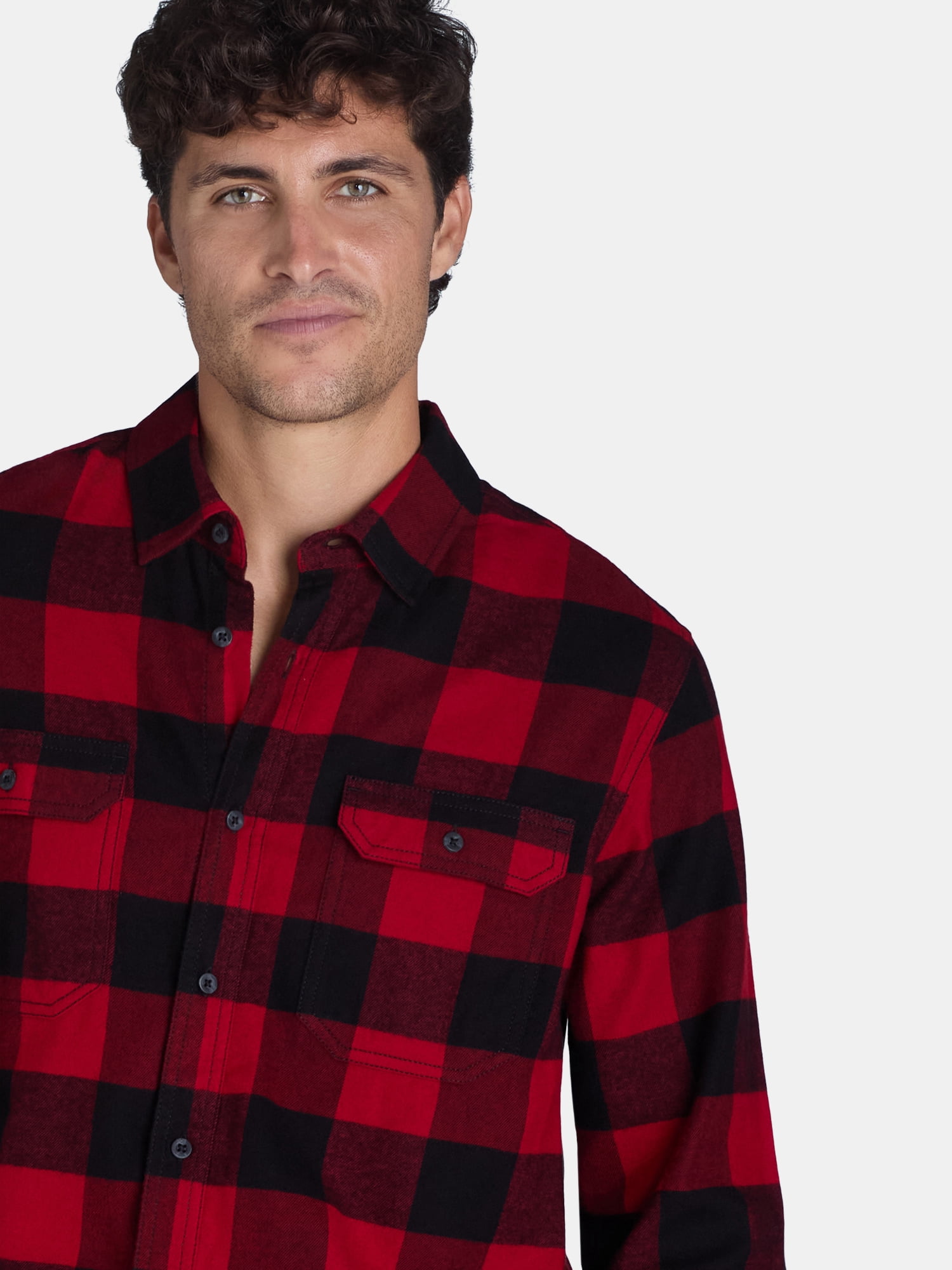George Men's and Big Men's Flannel Shirt with Long Sleeves, Sizes XS-3XLT