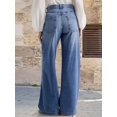 thumbnail image 2 of Wide Leg Denim Jeans, High Waisted, Vintage Wash, Relaxed Fit (US, Alpha, Small, Regular, Regular, Light Blue), 2 of 5