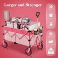 thumbnail image 2 of Sekey 220L Collapsible Foldable Wagon with 330lbs Weight Capacity, Heavy Duty Folding Wagon Cart with Big All-Terrain Wheels & Drink Holders (Pink), 2 of 8