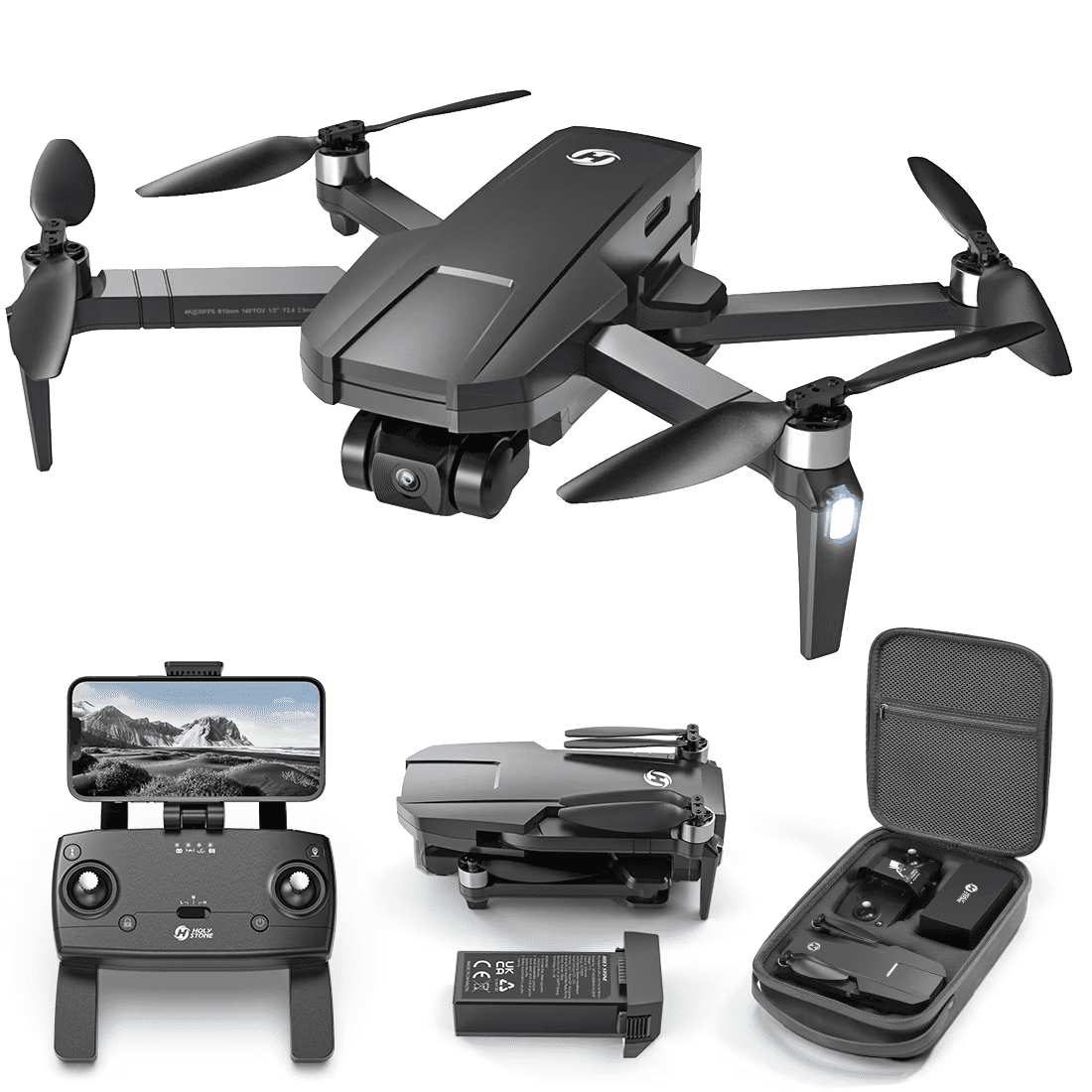 Holy Stone HS720R Drone with 4K EIS 3-Axis Gimbal Camera for Adults, GPS Auto Return, One-Key Takeoff, Brushless Motor, 5GHz Transmission 10000ft, Black