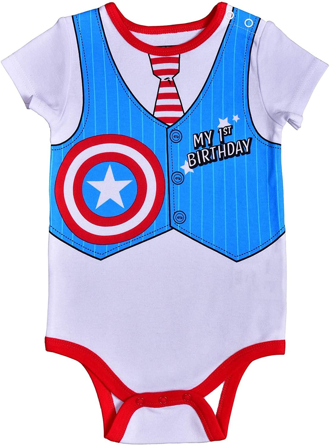 Captain America Boys Single Birthday Onesie, Infant