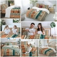 thumbnail image 5 of Bohemian Teal Duvet Cover Set Full Size, Orange Floral Geometric Texture Ethnic Art 4 Piece Soft Microfiber Bedding Set with 1 Duvet Cover, 1 Flat Sheet, 2 Pillowcases, 5 of 9