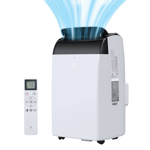 Aire acondicionado portátil Takywep, 14,000 Btu 3 en 1 con modos deshumidificador y ventilador, enfría habitaciones de hasta 750 pies cuadrados, ruedas giratorias, kit completo de escape para montaje