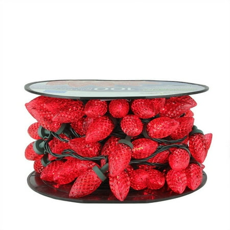 Brite Star 100ct C9 LED Faceted String Lights Red - 41' Green Wire