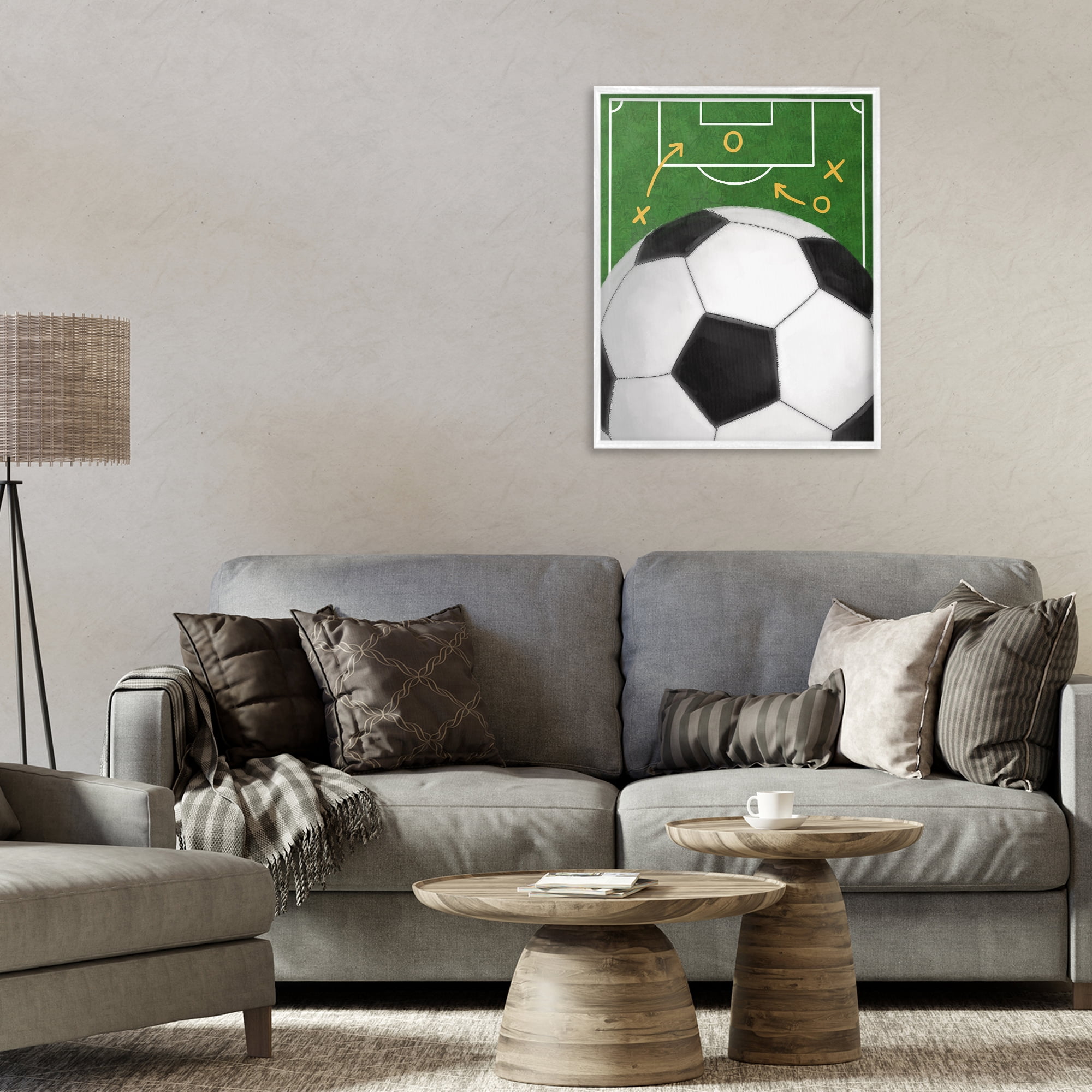 Stupell Industries Soccer Field & Ball White Framed Giclee Art, design by Jennifer Stith