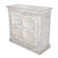 thumbnail image 2 of Antique White 2 Door Cabinet - Solid Wood Storage Organizer - Elegant Display Cabinet, 2 of 5