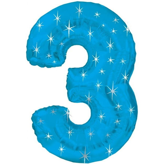"Balloon Foil - Number 3 Blue Sparkle"