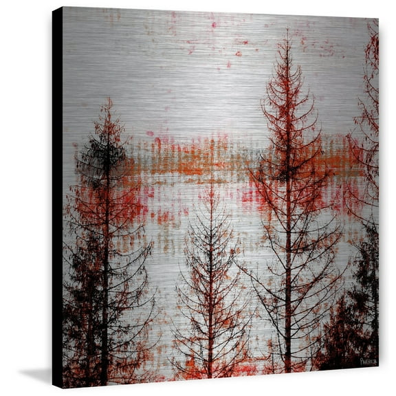 Parvez Taj  - Orange Hue Painting Print on Brushed Aluminum 24 x 24